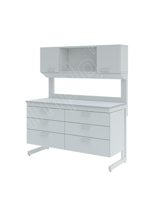 Стол лабораторный с шкафом-надстройкой Simple Pro ЛК-1200 СН (сталь)