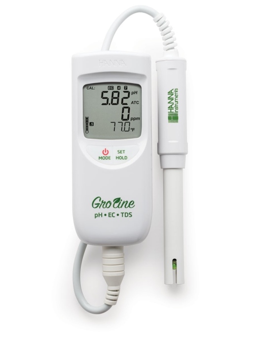 Влагозащищенный pH/EC/TDS-тестер для гидропоники серии GroLine HANNA Instruments HI9814