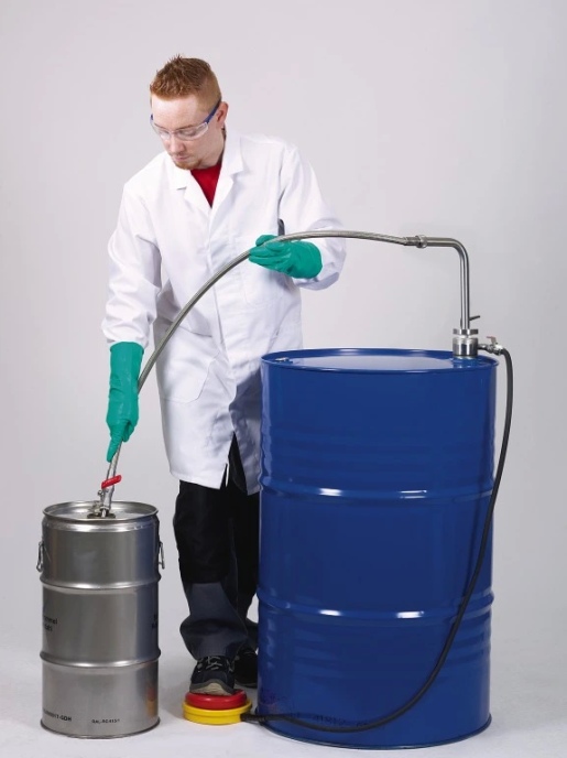 Насос для растворителей, ножной - сливная гибкая трубка и кран