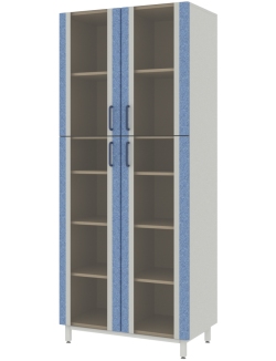 Шкаф для лабораторной посуды со стеклянными дверями в рамах из софтформинга 