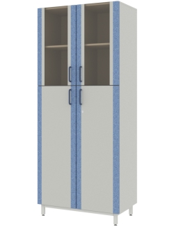Шкаф для документов с верхними стеклянными дверями в рамах из софтформинга 
