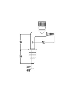 Кран лабораторный д/технического газа (N2) Г-образный д/установки в столешницу