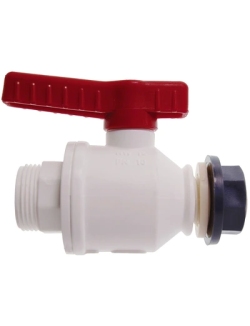 Шаровой кран (полипропилен), белый внутр. 1, внеш. M42x3